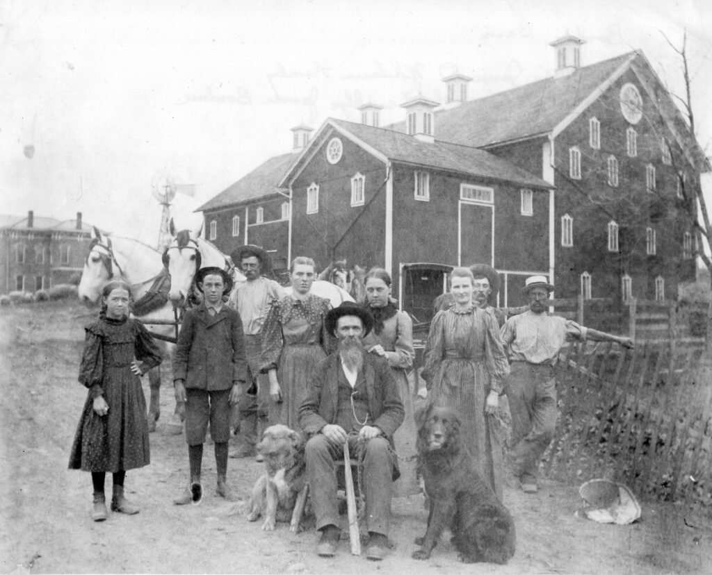 Haman Bordner and family at the barn