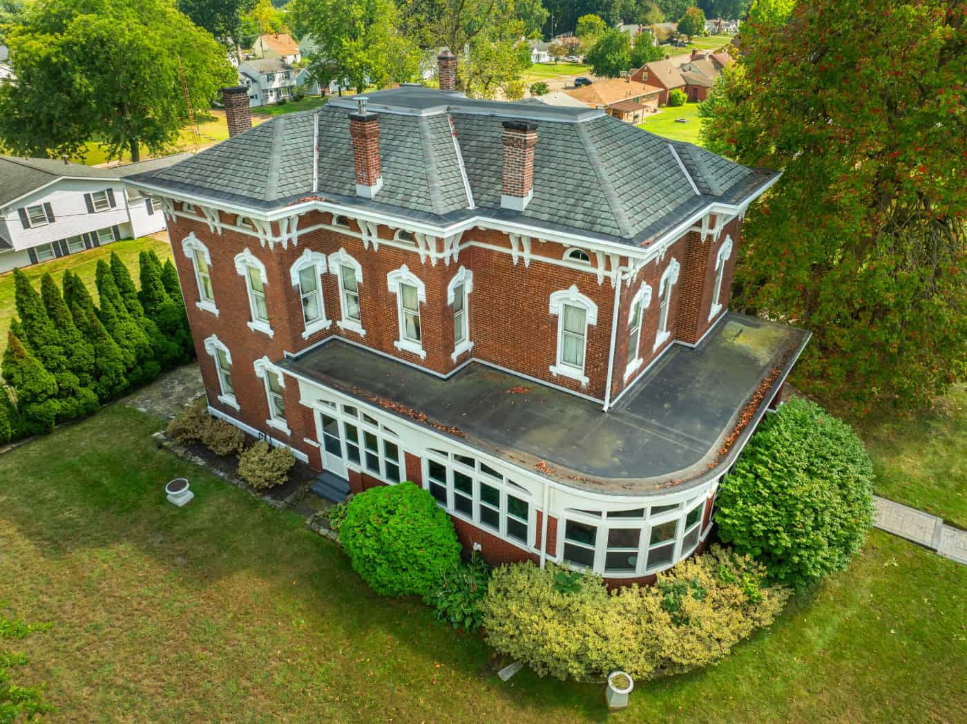 The house from above, three-quarter view