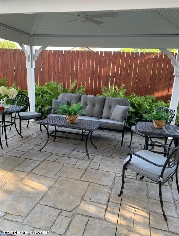The patio from under the gazebo