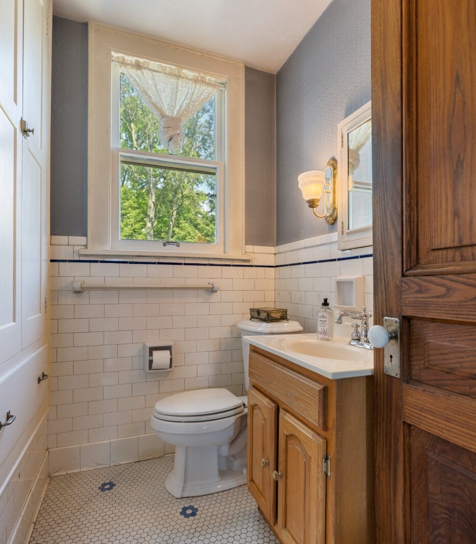 A second-floor bath